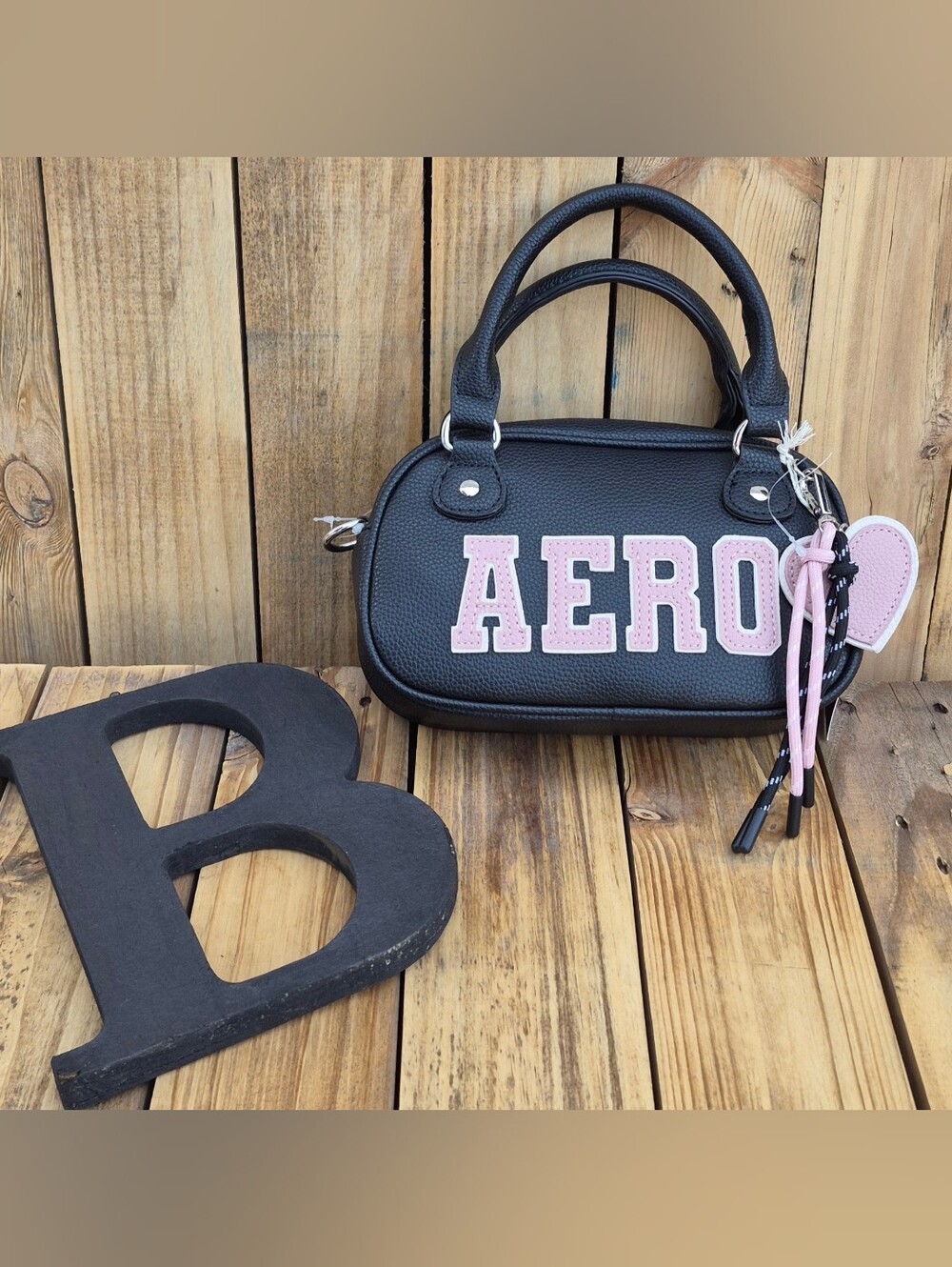 Aerpostale Black and Pink Mini Satchel Bag